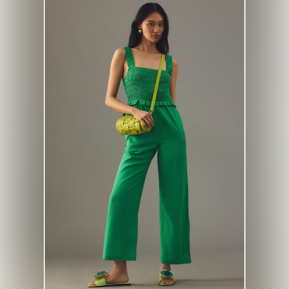 NWT Anthropologie x If By Sea Smocked Square-Neck Jumpsuit